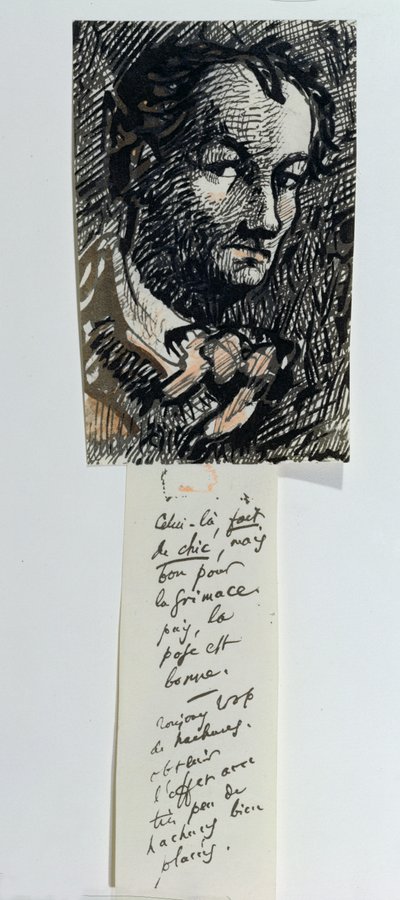 Self Portrait with Inscription by Charles Pierre Baudelaire